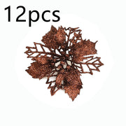 Glitter Artificial Christmas Flowers Christmas Tree Decorations For Home Fake Flowers Xmas Ornaments New Year Decoration