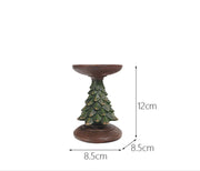 Resin Wooden Christmas Tree Candle Holder Base Figurine Christmas Decorations Candlestick Craft Home Living Room Decoration