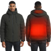 New Men Women Cotton Coat USB Smart Electric Heated Jackets Winter Thicken Down Hooded Outdoor Hiking Ski Clothing 7XL