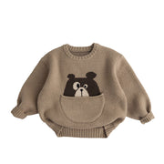 Kids' Sweater Pocket Autumn And Winter Men's And Women's Fashionable Cartoon Pullover Sweater Loose