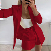 Suit Solid Color Blazer Collar Coat Straight Shorts Temperament Women's