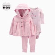 Hooded Long Sleeve Jacket Bodysuit Three Piece Kids' Suit