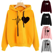 Heart Print Streetwear Hoodies Women Sweatshirt Spring Autumn Long Sleeve Hoodie Clothes