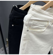 Men's Trendy Youth Simple Casual White Trousers Jeans