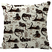 Home Halloween Linen Pillowcase Cat Cushion Cover