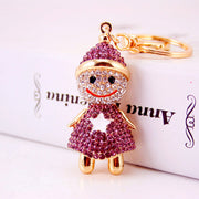 Creative Craft Gifts Lovely Christmas Cartoon Snowman With Diamond Key Ring