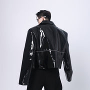 Bright PU Leather Jacket For Men