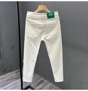 Men's Trendy Youth Simple Casual White Trousers Jeans