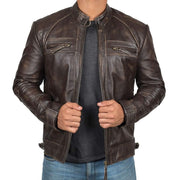 European And American Men's Leather Jacket Male Youth Stand Up Collar