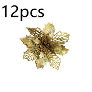 Glitter Artificial Christmas Flowers Christmas Tree Decorations For Home Fake Flowers Xmas Ornaments New Year Decoration