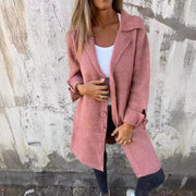 Lapel Single Breasted Cardigan With Pockets Fashion Color Solid Mid-Length Outwear Coat Women's Clothing