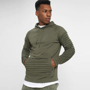 Men's Long Sleeve With Pleated Stripes Hoodies