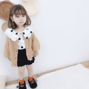 Girls Lantern Sleeve Pearl Button Jacket