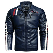 Men's leather short embroidered slim-fit youth lapel leather jacket