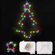 Wrought Iron Christmas Tree Shaped Lantern Festival LED Christmas Garland String Lights Fairy Curtain Light For Home Party Decoration