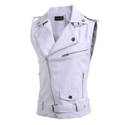 Zip-fit slim lapel short PU leather vest 4