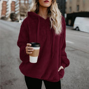 Women's Fleece Hoodies Long Sleeve Hooded Pullover Sweatshirt Autumn Winter Warm Zipper Pocket Coat Female Sweatshirt