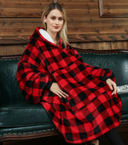 Ovesized Wearable Blanket Hoodie Winter Cute Print Fleece Sleepwaer Warm And Cozy Sofa Homewaer