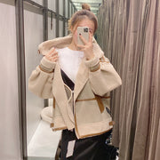 Simple Stitching Zipper Jacket Women