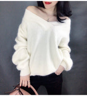 Winter Sweater Women Warm Oversized Pullovers Oversized Sweater Autumn V Neck White Pullover Sweaters And Pullovers For Women Pullover