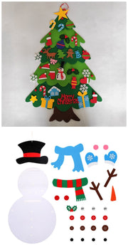 DIY Felt Christmas Tree New Year Toddler Kids Handmade Gift Toys Door Wall Hanging Ornaments Holiday Party Home Decoration Set