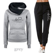 Women Tracksuit Pullovers Hoodies and Black Pants Autumn 5