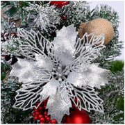 Glitter Artificial Christmas Flowers Christmas Tree Decorations For Home Fake Flowers Xmas Ornaments New Year Decoration