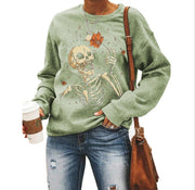 Female Halloween Printed Crew Neck Sweatshirt