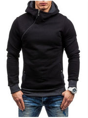 Brand Hoodie Oblique Zipper Solid Color Hoodies Men Fashion Tracksuit Male Sweatshirt Hoody Men's