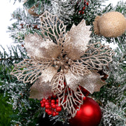 Glitter Artificial Christmas Flowers Christmas Tree Decorations For Home Fake Flowers Xmas Ornaments New Year Decoration