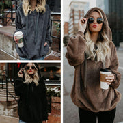 Women's Fleece Hoodies Long Sleeve Hooded Pullover Sweatshirt Autumn Winter Warm Zipper Pocket Coat Female Sweatshirt