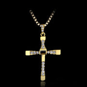 Fast And The Furious Dominic Toretto Vin New Movie Jewelry Classic Rhinestone Pendant Cross Necklaces High Quality Gift