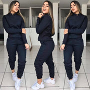 Women's Solid Color Long Sleeve Pants Suit Motion Twinset Two Pieces Fitness Clothing Casual Suit Two-piece Sets