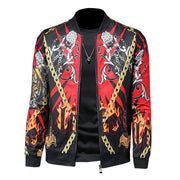 Luxury Gold Print Bomber Jacket Men Streetwear Social Men