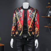 Luxury Gold Print Bomber Jacket Men Streetwear Social Men