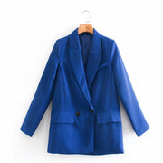 ZA Women Fashion Office Wear One Button Blazer Coat Vintage Long Sleeve Pockets Female Outerwear Chic Tops 5