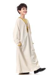 Muslim Arab Middle Eastern Youth Embroidered Round Neck Boy Robe