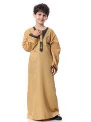 Muslim Arab Middle Eastern Youth Embroidered Round Neck Boy Robe