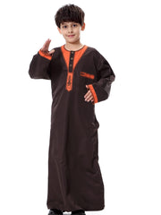 Muslim Arab Middle Eastern Youth Embroidered Round Neck Boy Robe