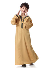 Muslim Arab Middle Eastern Youth Embroidered Round Neck Boy Robe