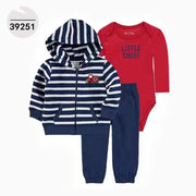 Hooded Long Sleeve Jacket Bodysuit Three Piece Kids' Suit