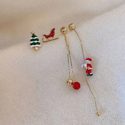 Ins Fashion Xmas Earrings Moving Santa Claus Long Tassel Earrings For Women Christmas Tree Snowflake Asymmetric Drop Earring