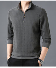 Autumn Men's Casual Half-height Zip Solid Color Undershirt Sweater