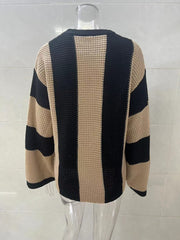 Women's Round Neck Striped Knitted Sweater