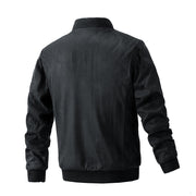 Suede Stand Collar Men's Jacket Double Zipper Pocket Clothing Mens