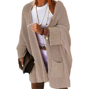 New Solid Color Loose Knitted Sweater Mid-length Coat