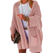 New Solid Color Loose Knitted Sweater Mid-length Coat