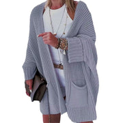 New Solid Color Loose Knitted Sweater Mid-length Coat