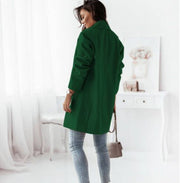 Long-sleeve Blazer-collar Double-breasted Woolen Coat