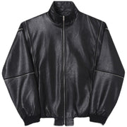 Polyester Leather Men's Detachable Sleeve Vest Loose Jacket Coat